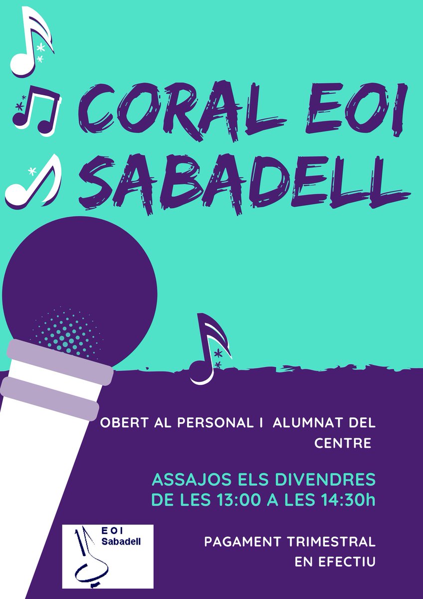 EoiSabadell's tweet photo. T'animes a formar part de la coral de l'escola🎶??

Si t'interessa, posa't en contacte amb nosaltres escrivint a coordinaciopedagogica@eoisabadell.cat per a més informació!

T'hi esperem🌞!

#eoisabadell #eoicat #lapúblicadidiomes #idiomesambqualitat #someoi #sabadelleducació https://t.co/kl3ghOETRC