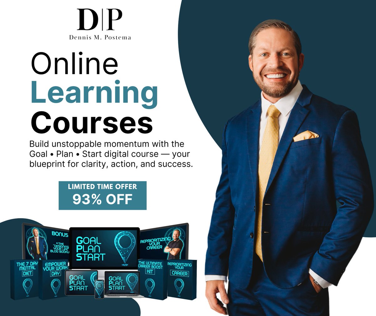 DennisMPostema's tweet photo. GOAL PLAN START — a proven system to help you reset your mindset, take charge of your workday, and reignite your passion for success.
👉 Invest Now: https://t.co/klHegKqqwj

#MindsetShift #GoalPlanStart #PersonalDevelopment #SuccessMindset https://t.co/5RZ3lmkSDL