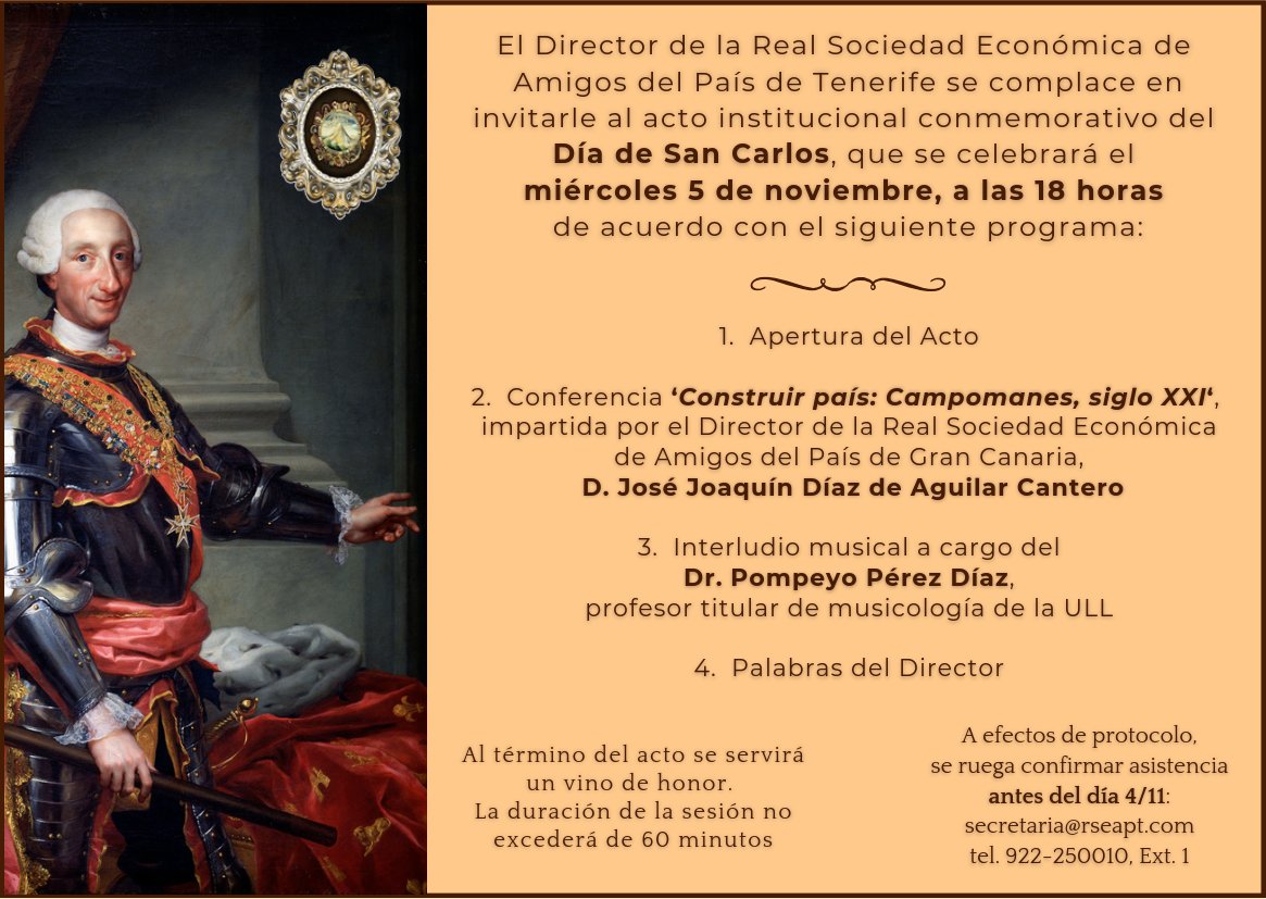 Imágenes de la festividad San Carlos Borromeo 2025 en la RSEAPT y conferencia del director de la <a href="/RSEAP_GC/">RSEAPGC</a> , José Joaquín Díaz de Aquilar Cantero: photos.app.goo.gl/5JdCxbLQt61qks…