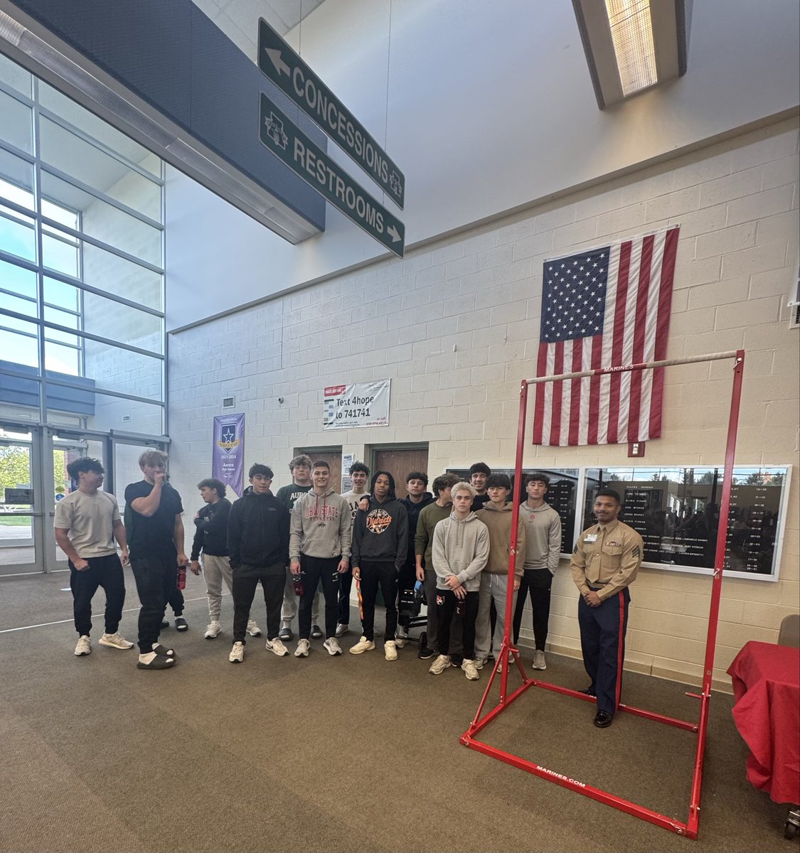 AHS is excited to welcome Sergeant McCauley from the United States Marines during lunches to help students explore options for next steps beyond graduation. #USMC #UnitedGreenmen <a href="/ACSD_MH/">Mike Hayes</a> <a href="/DrPMilcetich/">Paul Milcetich</a> <a href="/torresv4msu/">Victor Torres</a> <a href="/AHS_SeanBaker/">AHS_SeanBaker</a>