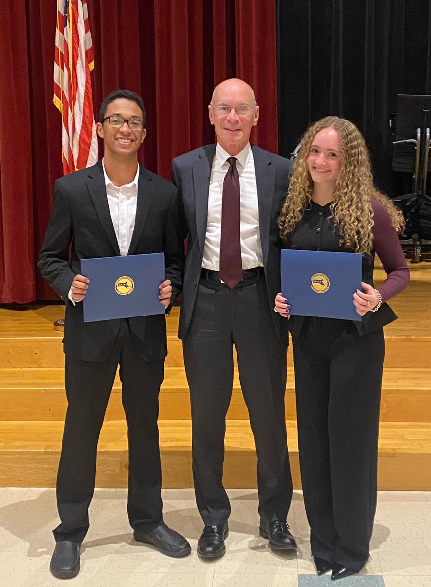 Congratulations to Needham High seniors Sammi Meininger &amp; Marco Barbosa for receiving the Massachusetts Association of School, Superintendents Academic Excellence Award at last night’s School Committee meeting! They represent the extraordinary young people who make up the class