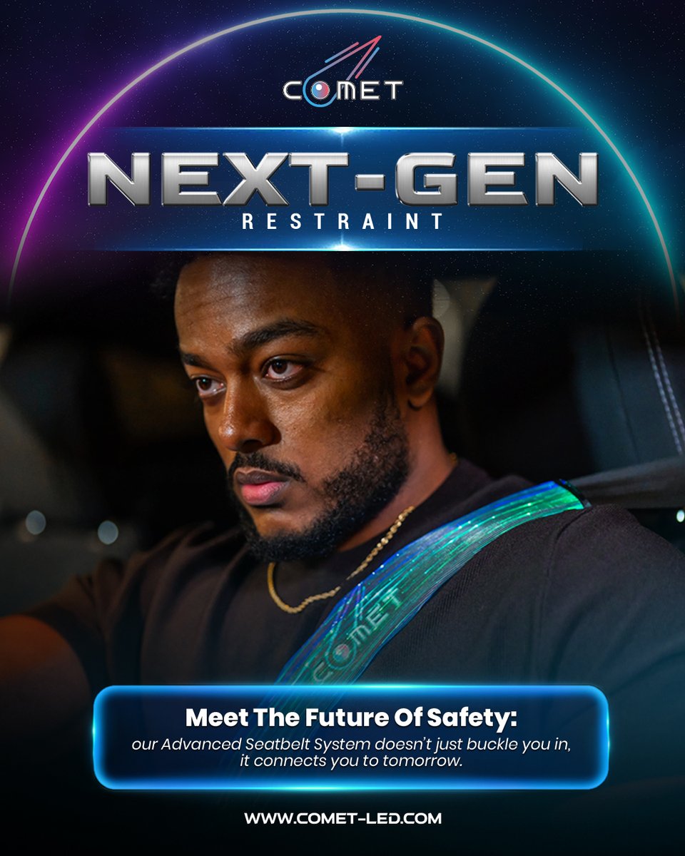 CometLEDusa's tweet photo. Meet the future of safety: our Advanced Seatbelt System doesn’t just buckle you in it connects you to tomorrow. 
#FutureSafety #SmartSeatbelt #DriveSecure #TechForward https://t.co/4QBTlhUWjI