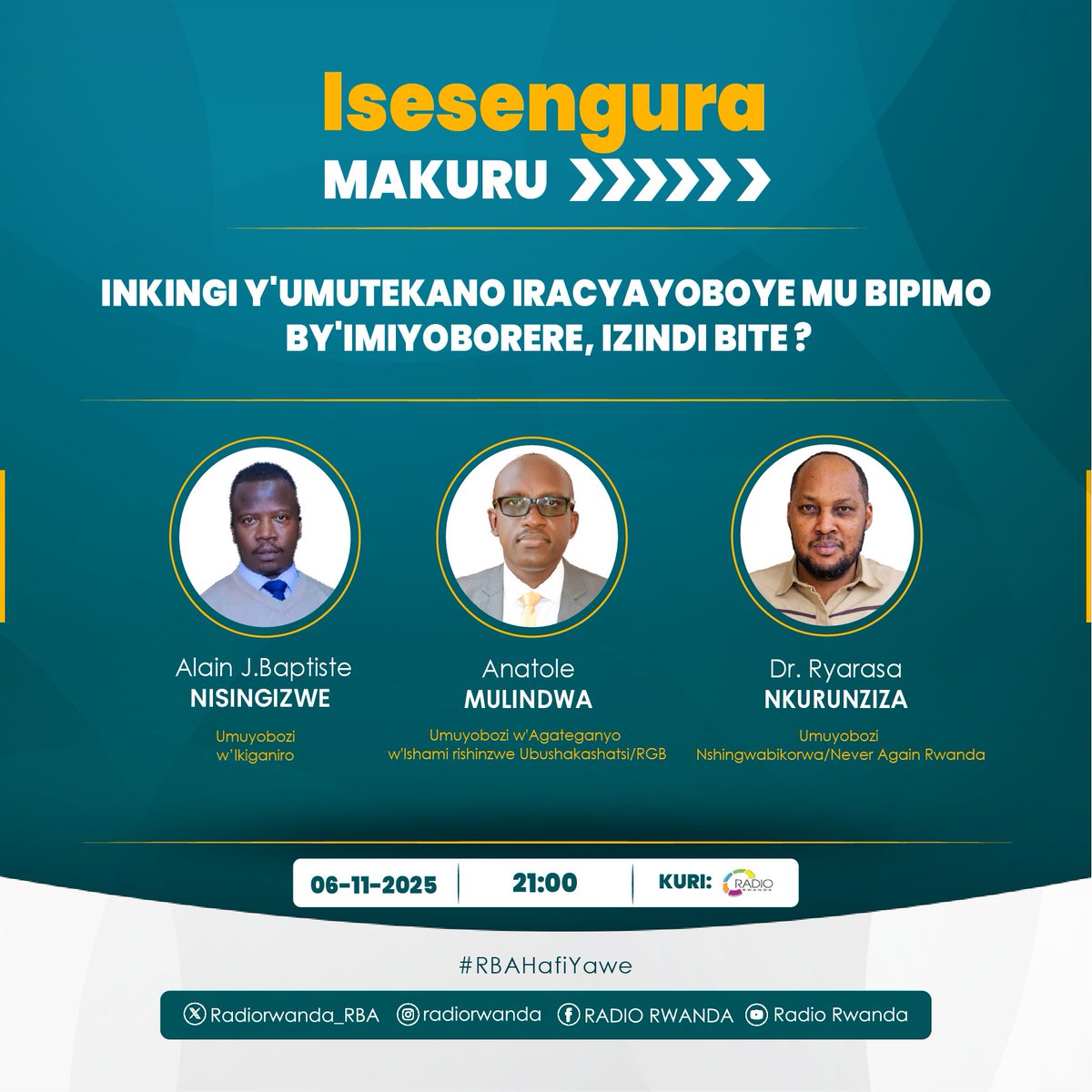 Mu Kiganiro #IsesenguraMakuru, turitsa ku ishusho y'ubushakashatsi bwa 12 ku gipimo cy’Imiyoborere mu Rwanda.  

Muri ubu bushakashatsi, inkingi y’umutekano yakomeje kuza ku isonga n’amanota 90.2%. #RBAAmakuru #RBAHafiYawe