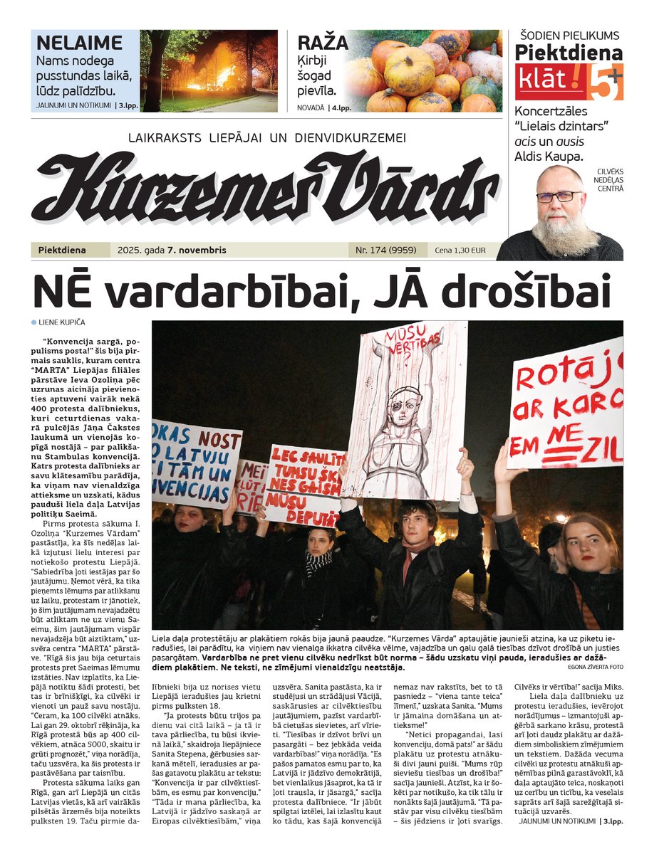 Piektdien, 7. novembrī "Kurzemes Vārdā":
- Rucavā nodeg māja un šķūnis. Īpašniekam sadegusi visa dzīve;
- Aiz "XL Salas" gatavo būvlaukumu daudzdzīvokļu mājai;
- "Lielā dzintara" acis un ausis Aldis Kaupa ir lepns par koncertzāli;
- Novadā īstenos iedzīvotāju izvēlētos projektus.