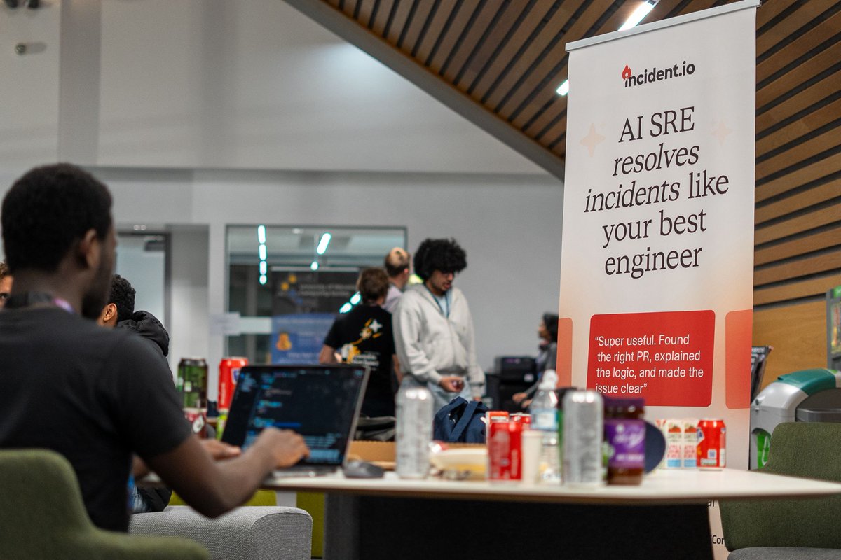 incident_io's tweet photo. We sponsored @uniofwarwick Hackathon, where 15 teams took on our “Adaptable Agents” challenge, building an AI that can actually change its mind when the world shifts.
#WHACK #WarwickHackathon #AI #Hackathon https://t.co/i33nRFvc1a