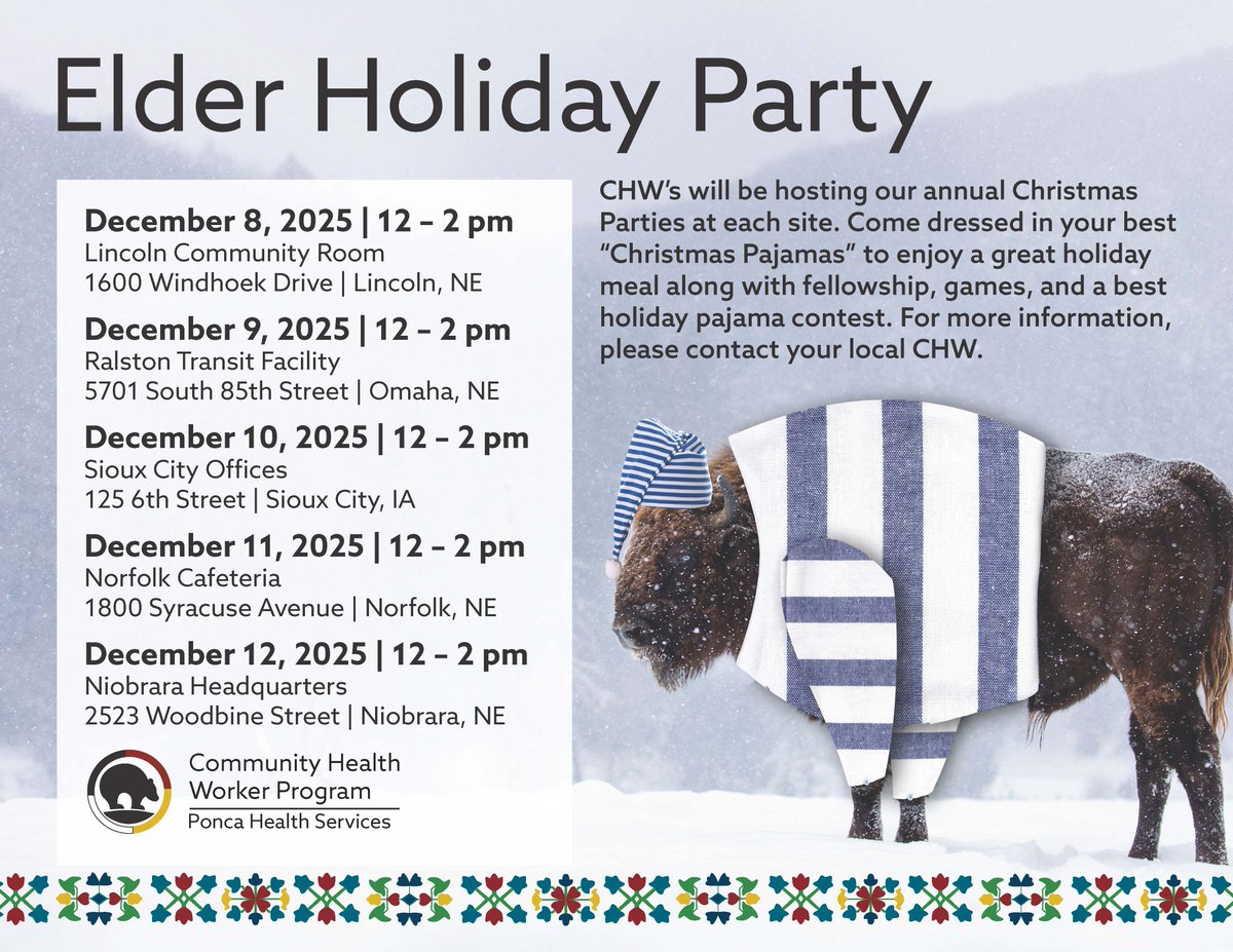 CHW’s will be hosting our annual Christmas Parties at each site. Come dressed in your best “Christmas Pajamas” to enjoy a great holiday meal along with fellowship, games, and a best holiday pajama contest. For more information, please contact your local CHW.