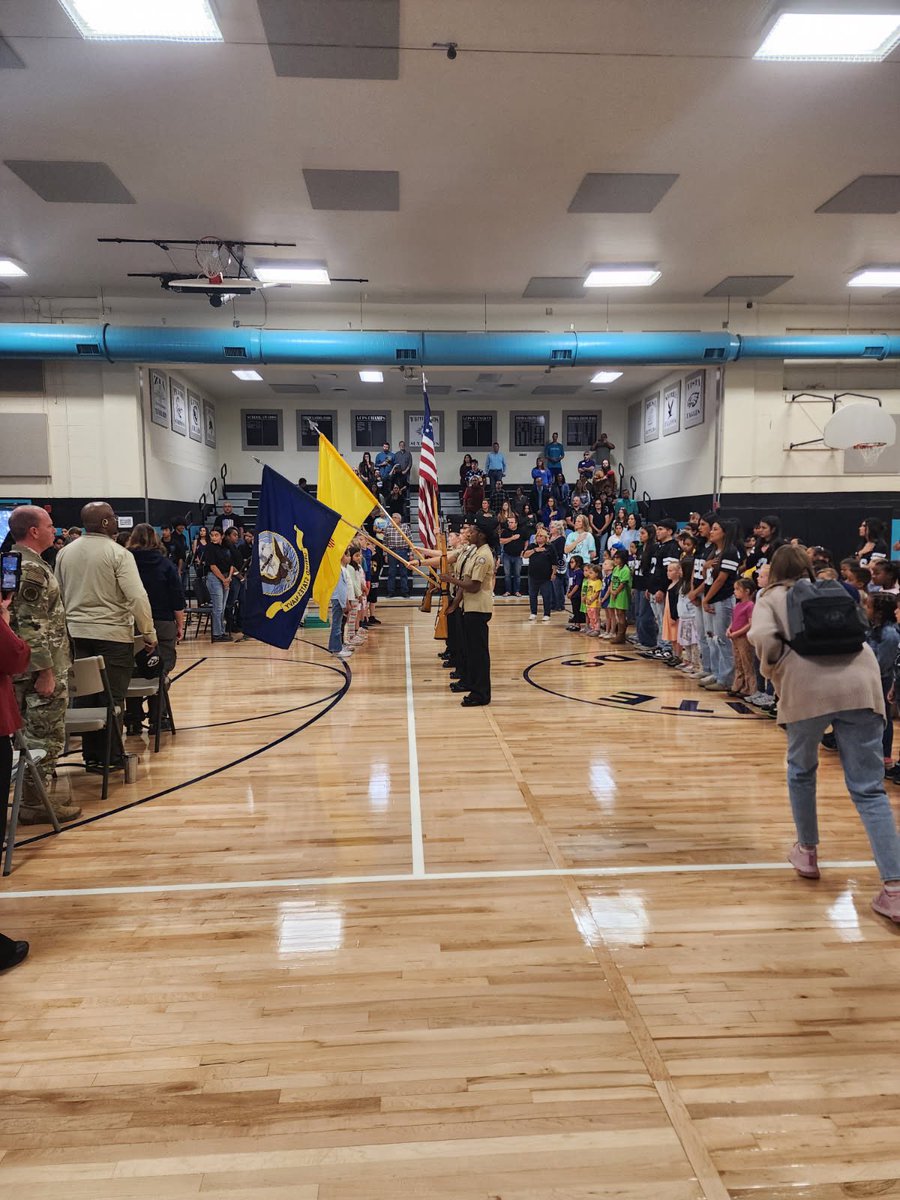 OMHS NJROTC presenting the colors at Whites Sands School this morning. Go Knights!
