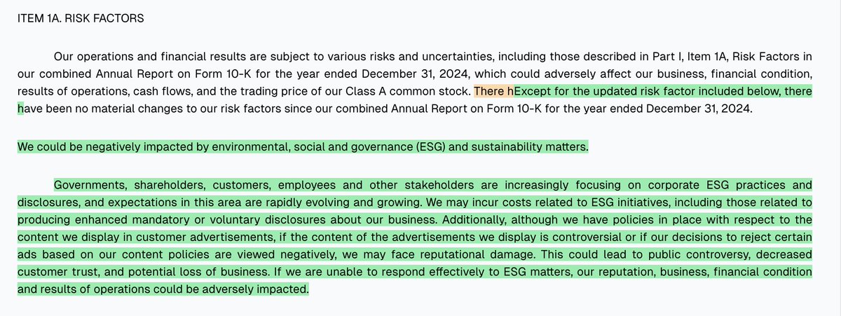 d__risk's tweet image. $LAMR - Lamar Advertising Company Class A Common Stock - 10Q - Updated Risk Factors

LAMR flags new risks from ESG and sustainability issues potentially impacting operations and reputation. #OutdoorAdvertising #ReputationRisk #Sustainability #ESGRisks

🟢 Added 🟠 Removed