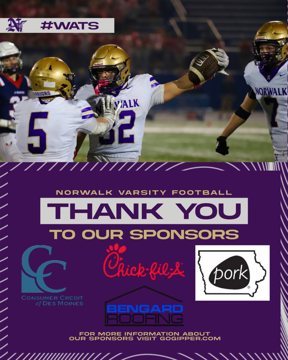 NHSFB_'s tweet photo. It takes a village to get through a football season. A massive thank you to all of our sponsors who do so much for our student-athletes. We appreciate your investment into our program and community! #WATS https://t.co/oxS3ZfoB1X