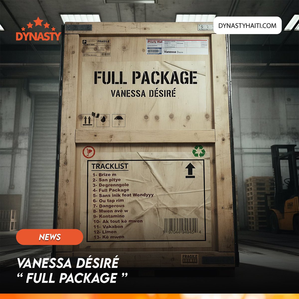 Pandan n ap tann 12 novanm pou albòm “FULL PACKAGE” la.  Vanessa Desire sòti lis mizik k ap sou pwojè li an. 13 mizik plis yon kolaborasyon ak Wendyyy.