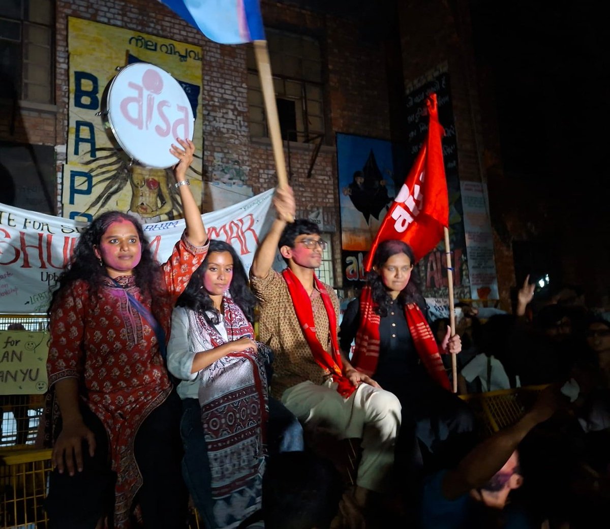 JNU is red once again. 

The Left panel swept theJNUSU elections, retaining all the four key posts of president, vice-president, general secretary and joint secretary, for the second year in a row.