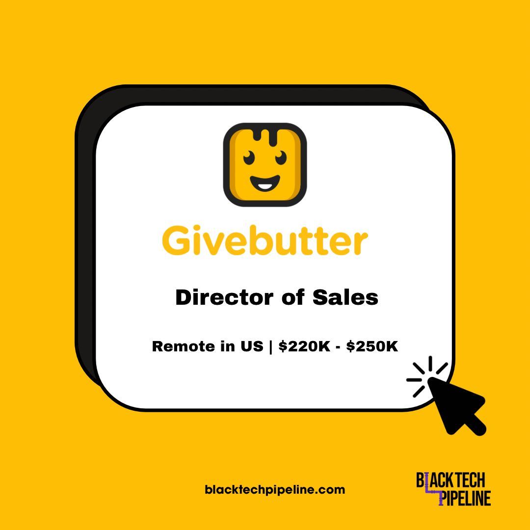 BTPipeline's tweet image. This is for our Sales talent🤑

Givebutter is hiring a Director of Sales!

📍Remote in US
💰$220K - $250K

Learn more &amp;amp; apply here: buff.ly/i8mjolj

#sales #hiring #remotejob