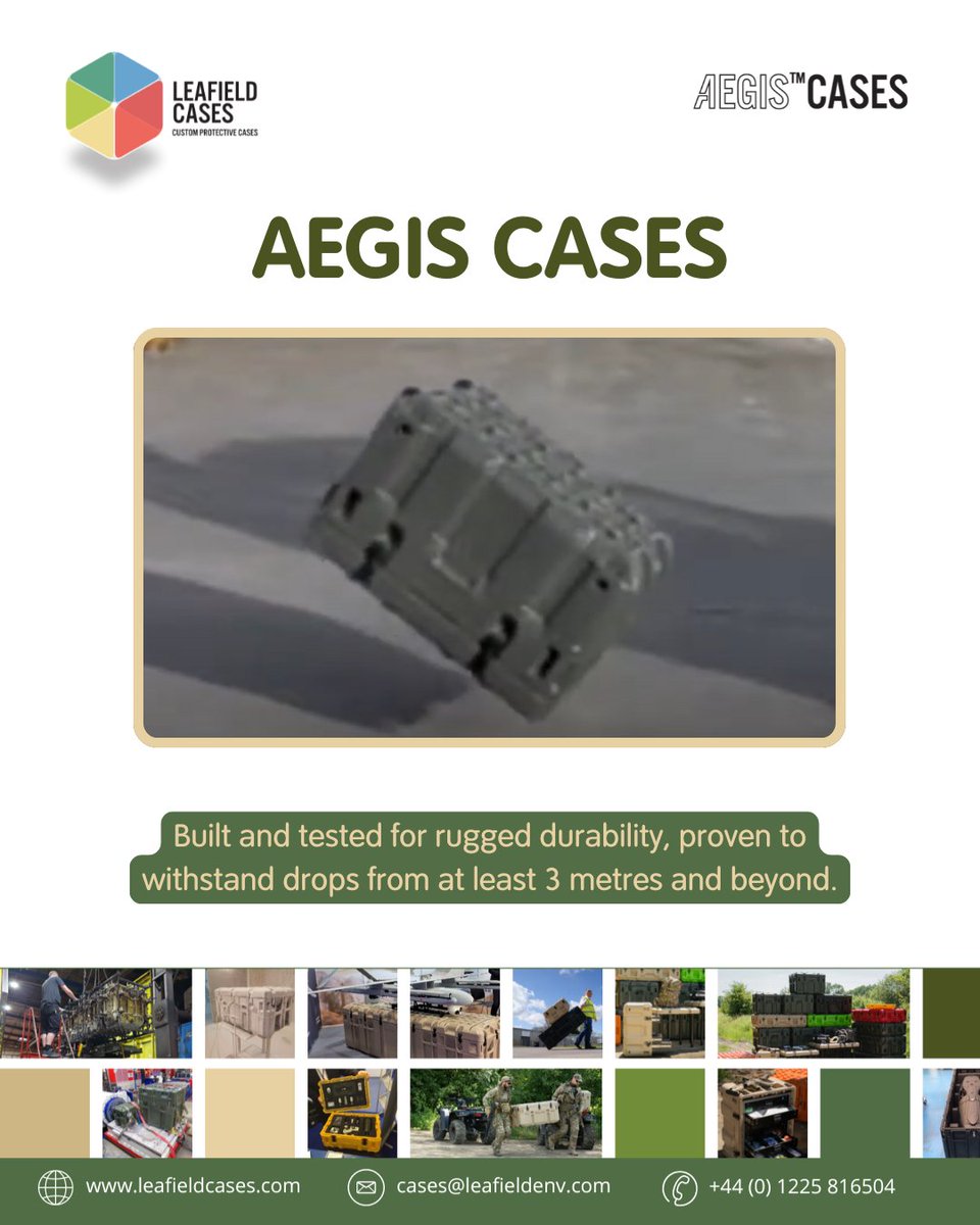 _leafieldcases's tweet photo. Leafield Cases are tough, lightweight, and waterproof which are built with advanced materials to withstand drops up to 3 metres, perfect for military, marine, and harsh environments.

Watch the drop test👇
 https://t.co/wgf113GgI7

#AegisCases #Military #Defence #CustomCases https://t.co/ABLbZiXLV3