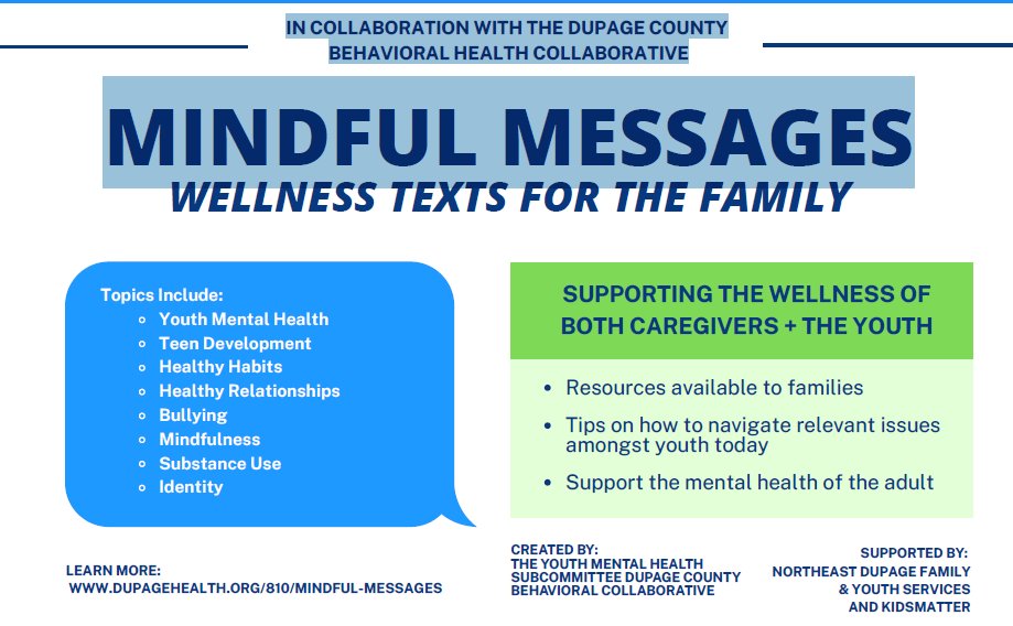 Mindful Messaging for the Family. Caregivers are encouraged to join to better understand how to support their teens' overall wellness!