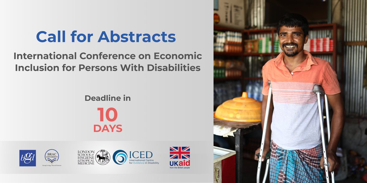 Bigd_BracU's tweet image. 📢 Deadline: 15 Nov 2025 

Contribute to the conversation on economic inclusion for persons with disabilities and join us at the conference, jointly organised by BIGD &amp;amp; the PENDA Programme @ICED_LSHTM.

🔗 Learn more: bigd.bracu.ac.bd/event/internat…
