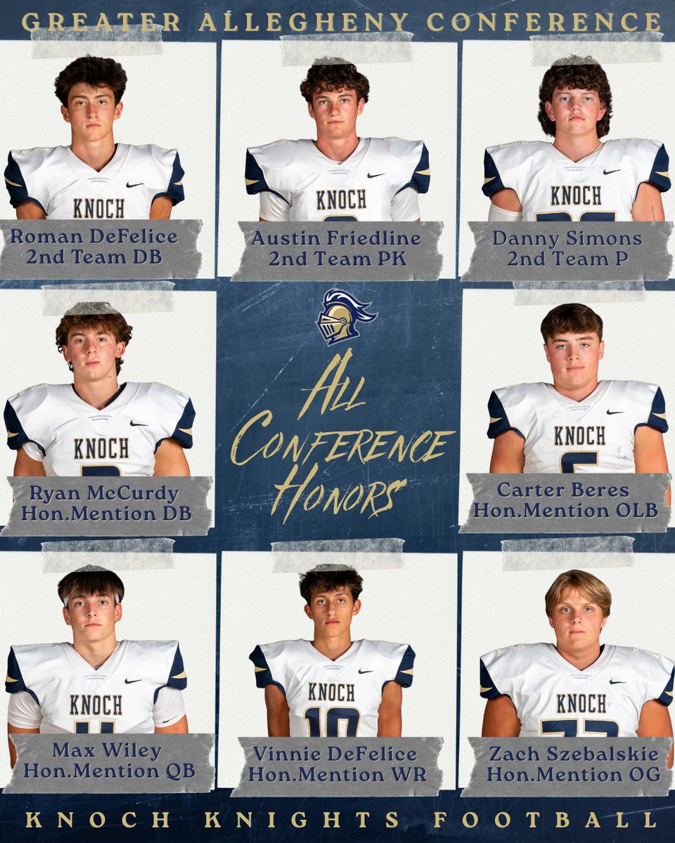 Coach Wiley is proud to announce that eight Knights have been selected for 2025 Greater Allegheny Conference All-Conference honors. Congratulations! ⚔️ #RYFP
<a href="/defelice_v83955/">Vinnie DeFelice</a> <a href="/cberes_60/">Carter Beres</a> <a href="/ryan_mccurdy2/">Ryan McCurdy</a> <a href="/max_wiley4/">Max Wiley</a>