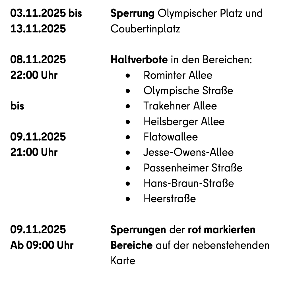 polizeiberlin's tweet photo. Am Sonntag ist es soweit und die @NFL (National Football League) trägt zum ersten Mal ein Spiel im @Oly_Berlin aus.

Hierzu werden weiträumige Sperr- und Halteverbotszonen rund um das #Olympiastadion in #Spandau eingerichtet. 

Bitte bedenken Sie dies nicht nur als Anrainerinnen bzw. Anrainer, sondern auch bei Ihrer Anreise zum Stadion.
#Colts vs. #Falcons 🏈
^tsm