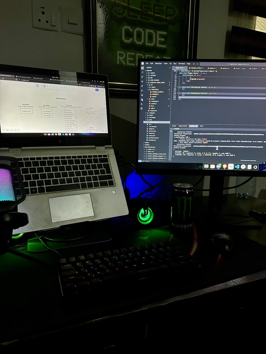 rustoshidev's tweet image. Day 1 Building my capstone project.

Degen Decks, it’s the first Solana powered multiplayer Whot game, a project focused on fun, fairness, and frictionless onboarding for both crypto natives and everyday players.

- Completed some instructions with tests passing ✅