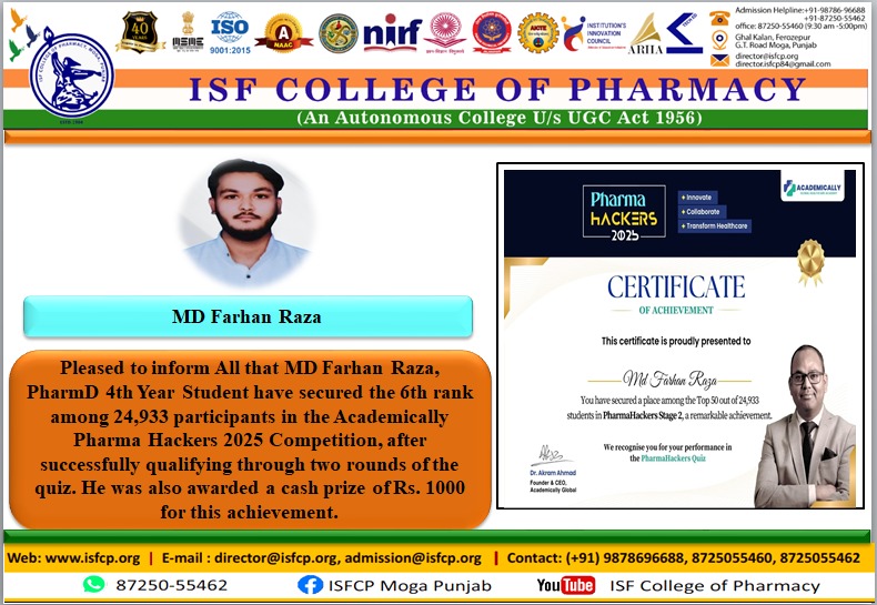 ISF College of Pharmacy Moga Punjab India (@isfcp_84) on Twitter photo 