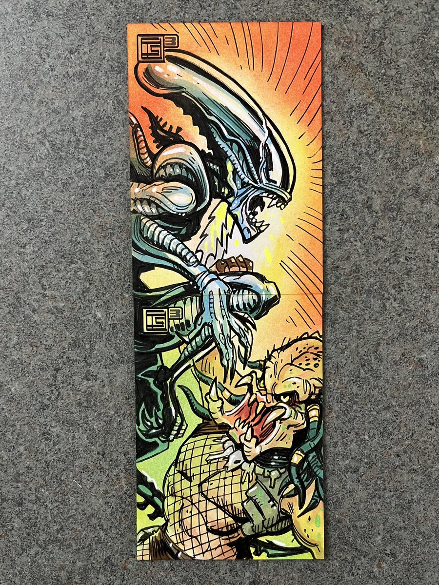 TimShinn73's tweet photo. XENOvember Day 3 and 4

Alien vs Predator 2-card puzzle. Ink, markers, pastel

Up for grabs. $80 plus shipping. Message to claim. 

You can also message me with commission requests for any Alien Universe characters. 

#xenovember #sketchcards #alien #predator #aliensvspredator https://t.co/QYDLILfrEQ