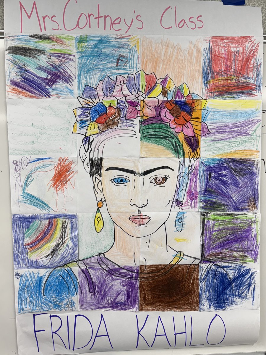 NettletonSTEAMe's tweet image. 🌟🌟 Special Class Spotlight🌟🌟
Day of the Dead was this past week, and Mrs. Haywood&apos;s Art Classes are continuing projects that focus on Hispanic Culture. Kindergarten created a mural of famed Mexican artist, Frida Kahlo. 🎨🎨
#STEAMe #SpecialClassSpotlight #FridaKahloMural