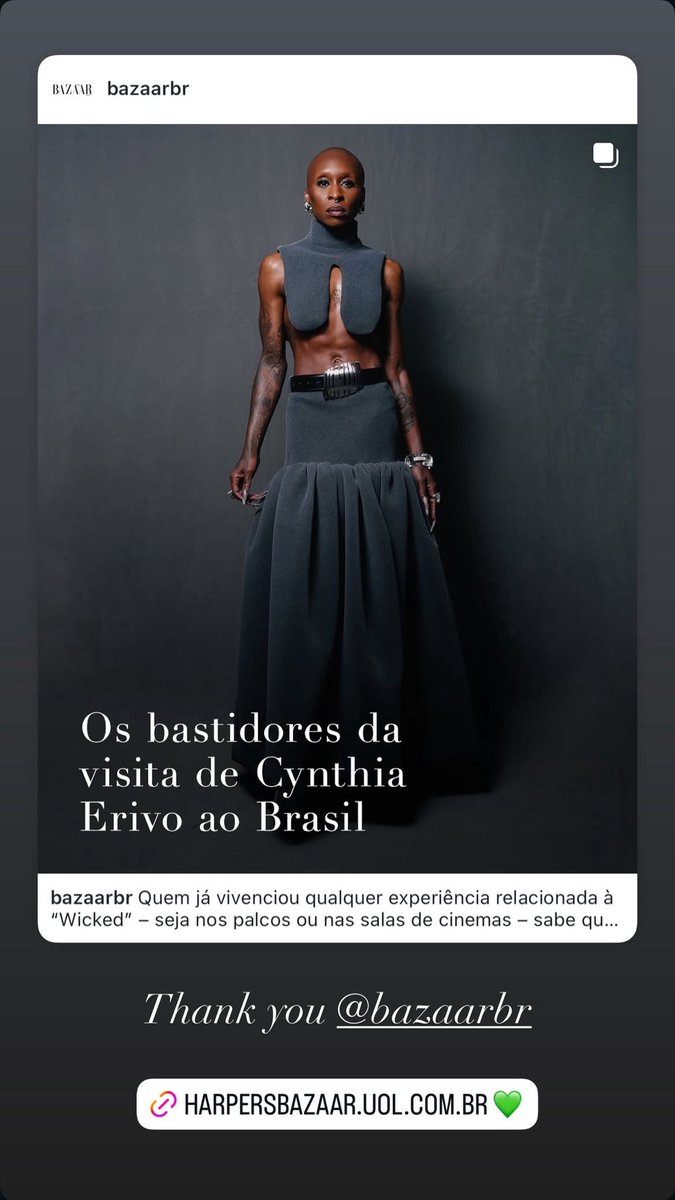 Cynthiaerivobra's tweet photo. Cynthia Erivo via Instagram stories. https://t.co/tqsRtMDJk5