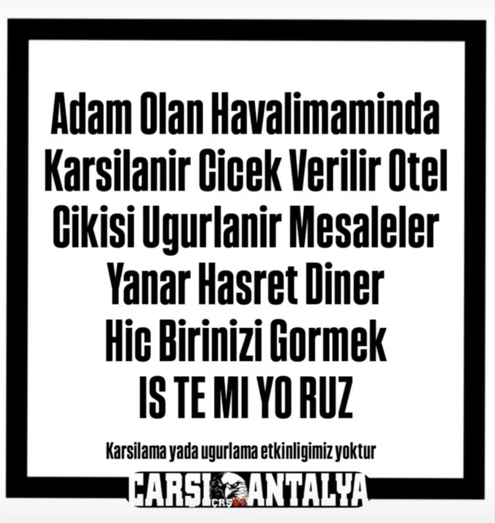 Antalyaspor maci icin karsilama yada ugurlama gibi bir etkinligimiz yoktur..#CRS07