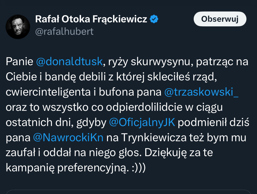 Zero zaprosiło dziś do debaty Otoke-Frąckiewicza. To się nazywa prawdziwa wolność słowa.