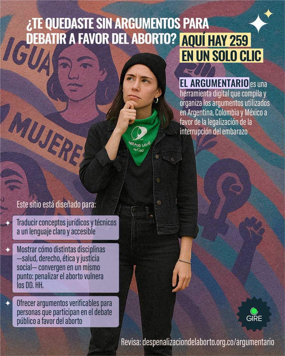 Colaboramos con <a href="/mesaporlavida/">MESA POR LA VIDA</a>, y otros equipos consultores, para desarrollar una herramienta que compila los argumentos clave utilizados en los procesos de legalización del aborto en Argentina, Colombia y México.
👇 
despenalizaciondelaborto.org.co/argumentario

#AbortoLegal