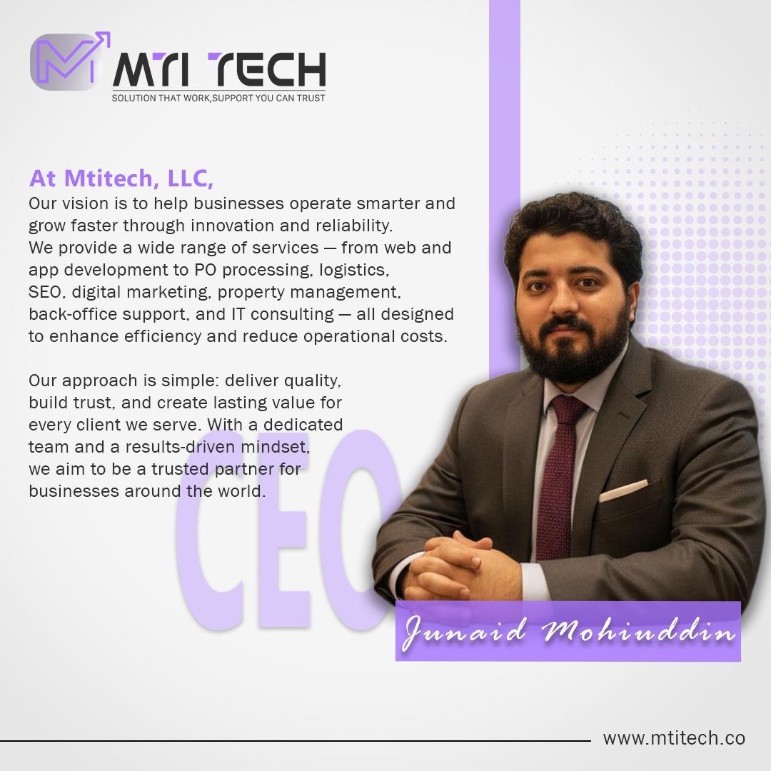 MtitechLLC's tweet photo. MTI Tech helps businesses grow faster & operate smarter. We deliver Web Dev, Digital Marketing, PO Processing, & IT Consulting focused on efficiency, cost reduction, and lasting value.
#Entrepreneurship #SuccessMindset #TheFutureofWork #CEOlife #Leadership te #MTITech https://t.co/vyUUWrZQkt