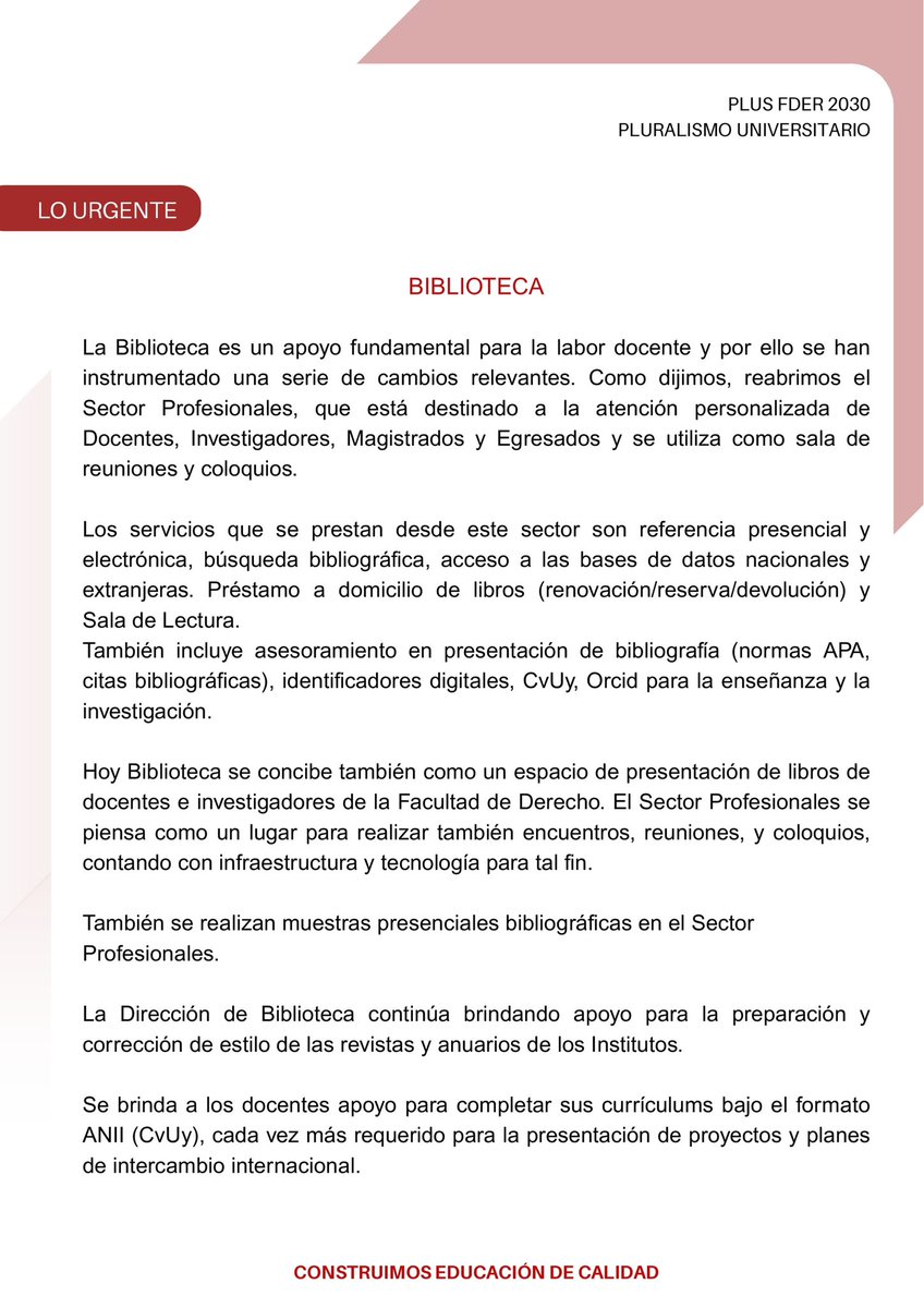 pluralismofder's tweet photo. Biblioteca.
La Biblioteca es un apoyo fundamental para la labor docente y por ello se han instrumentado una serie de cambios relevantes.

#PluralismoUniversitario #FDer #EleccionesUniversitarias #PlusFDer2030 https://t.co/TZ8LP8gl5V