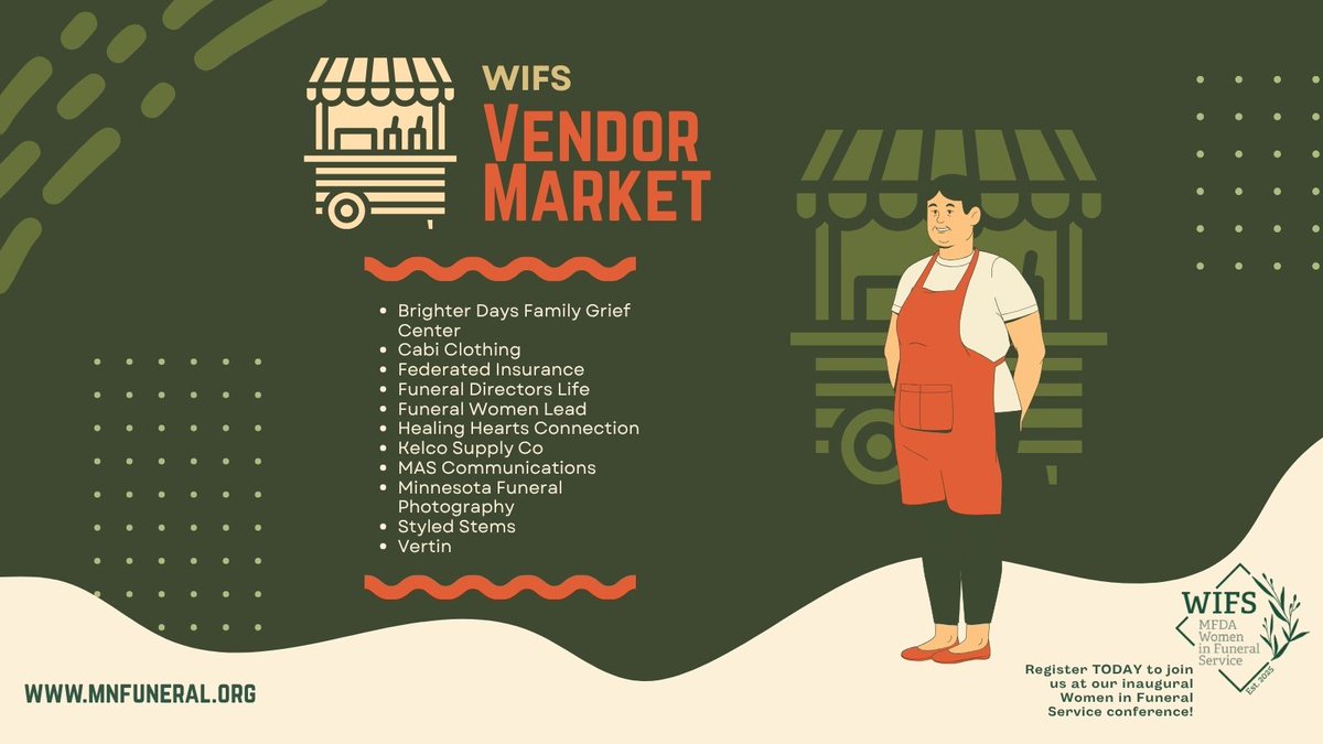 mnfuneral's tweet photo. 🎉 Meet our amazing WIFS Conference vendors!

Registration is OPEN and seating is limited! 
📍 Mall of America | 📅 Nov 12, 2025
Death Care Professionals: $175
Students: $75
Register today! 🎉 https://t.co/Gz2I1xAwg5 https://t.co/PWN34sq3ip