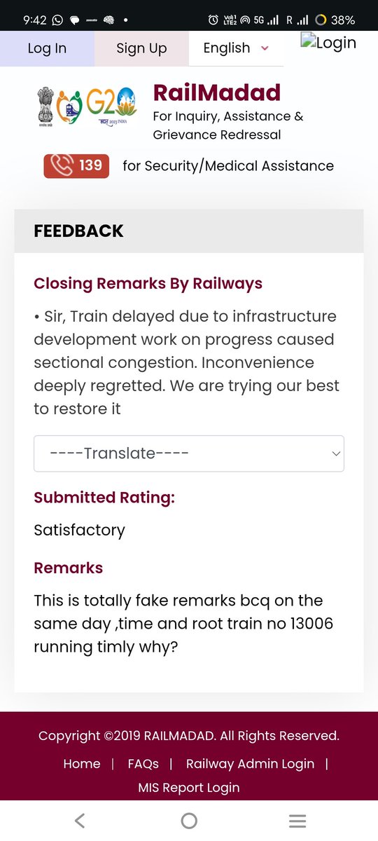kumar72_manish's tweet photo. Sir, Train No. 04602 is delayed by 9 hrs, while Train No. 13006 on the same route and scheduled time is delayed by only 2 hrs. Sir, Kindly look into the matter, as passengers' time is also valuable. My PNR:2941012373
@RailMinIndia @RailwaySeva https://t.co/N5ddzvx9ox