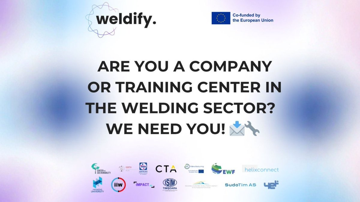 CTAndaluciaENG's tweet image. ⚡ Are you a company or training centre in the welding or automation sector? Our #EUproject @WELDIFY_Project
 needs you!

🟡We are coordinating the 2026 European pilot programmes to boost work-based learning in #welding and #circularmanufacturing.

🏫 Join as a pilot centre or…