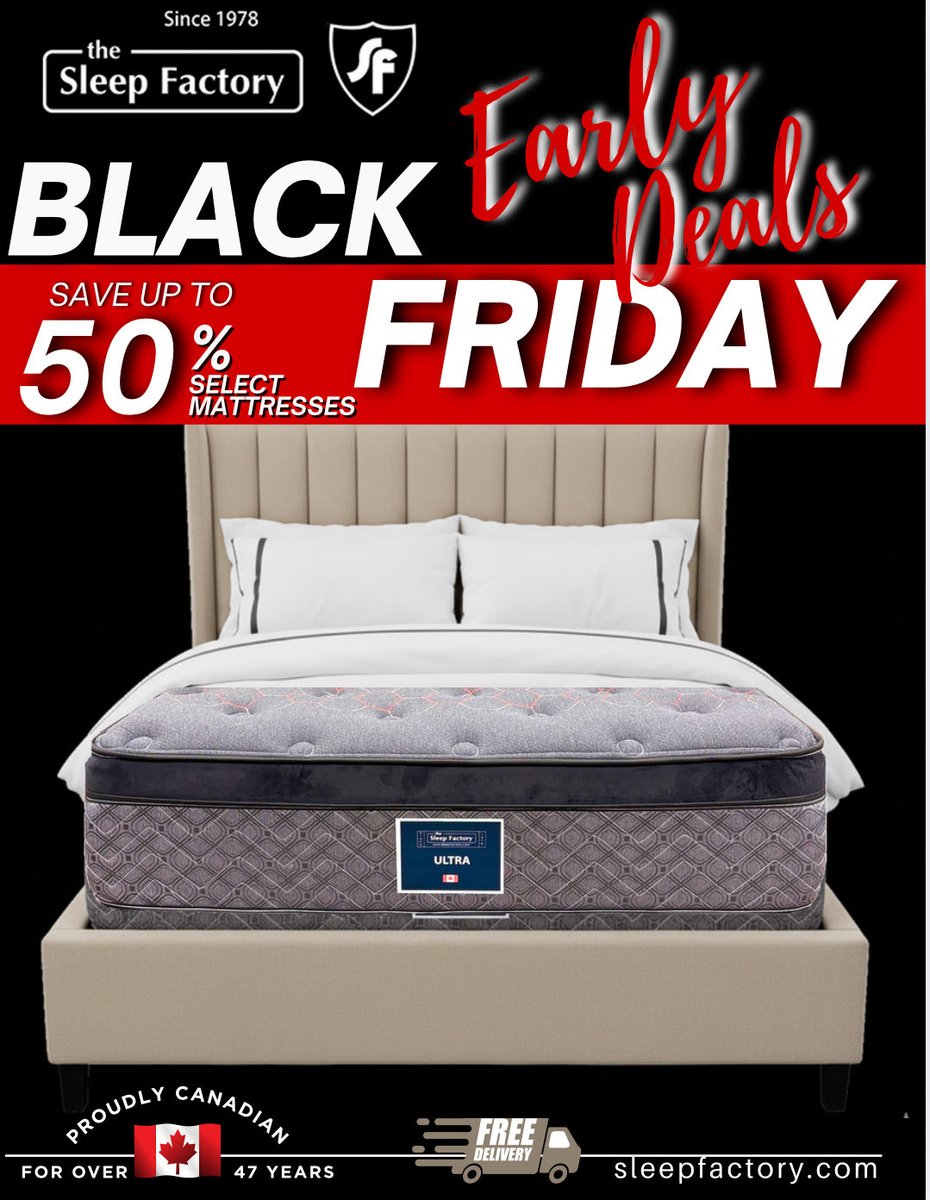 Shop our early Black Friday Deals and save sitewide + get a FREE PILLOW with select mattresses.

#mattresses #blackfridaydeals #mattresssale #sleepbetter #sleepfactory #giftwithpurchase