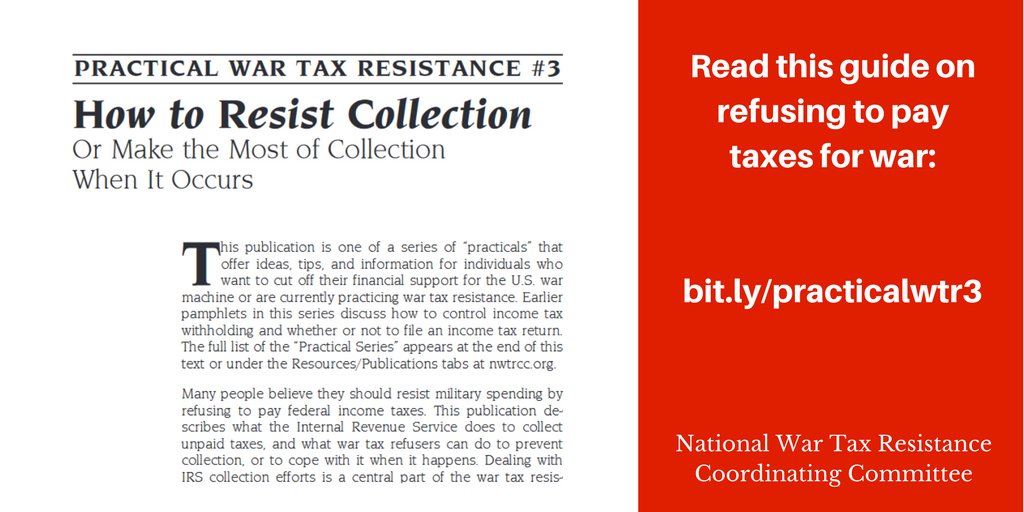 As war tax resisters, how can we resist IRS collection (or make the most of it)? ow.ly/XZlh30rUGrS