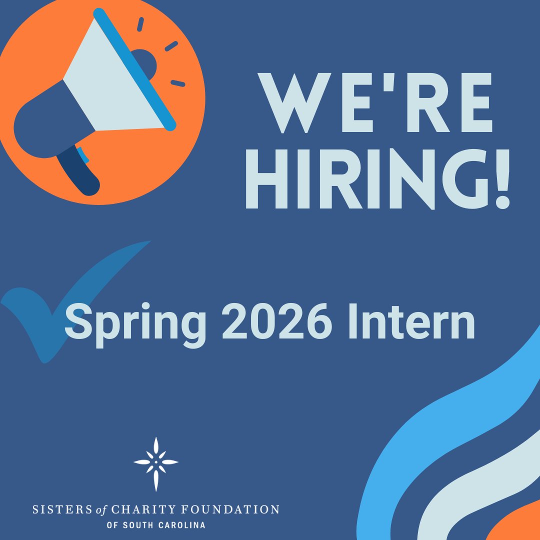 SCFSC's tweet image. 📣 Now Hiring: Spring 2026 Intern!
Join the Sisters of Charity Foundation of SC to help advance action, advocacy &amp;amp; leadership in reducing poverty.
🕒 Jan 12–Apr 24 | 💼 10–20 hrs/wk 

📅 Apply by Nov 14 → Email:
mmerrell@sistersofcharitysc.com

sistersofcharitysc.com/wp-content/upl…
