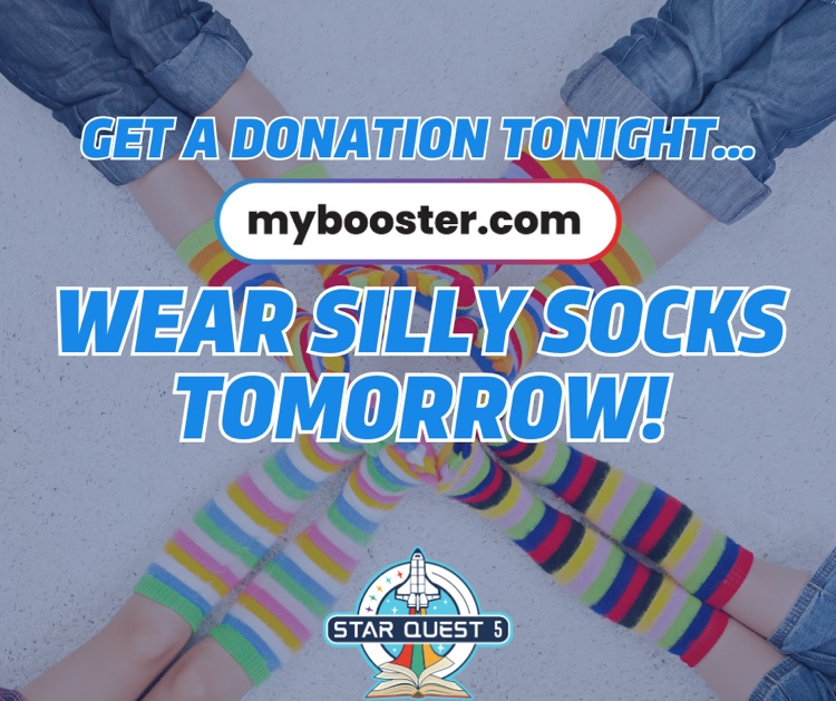 BeebeElementary's tweet image. Just a few more nights! Tonight we have another challenge: Get a donation tonight, wear silly socks tomorrow! 
Will you share your MyBooster.com page tonight to help our class reach the next level? 🧦 

#besisthespottobe
