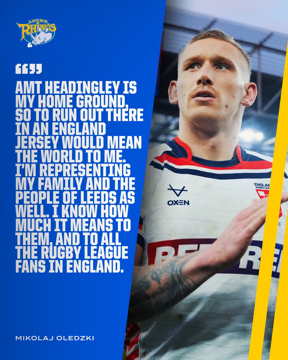 leedsrhinos's tweet image. Mikolaj Oledzki can't wait for Saturday's Thirds Ashes Test at AMT Headingley as EnglandRL look to restore pride against the Kangaroos.
Read more here therhinos.co.uk/article/22603/…