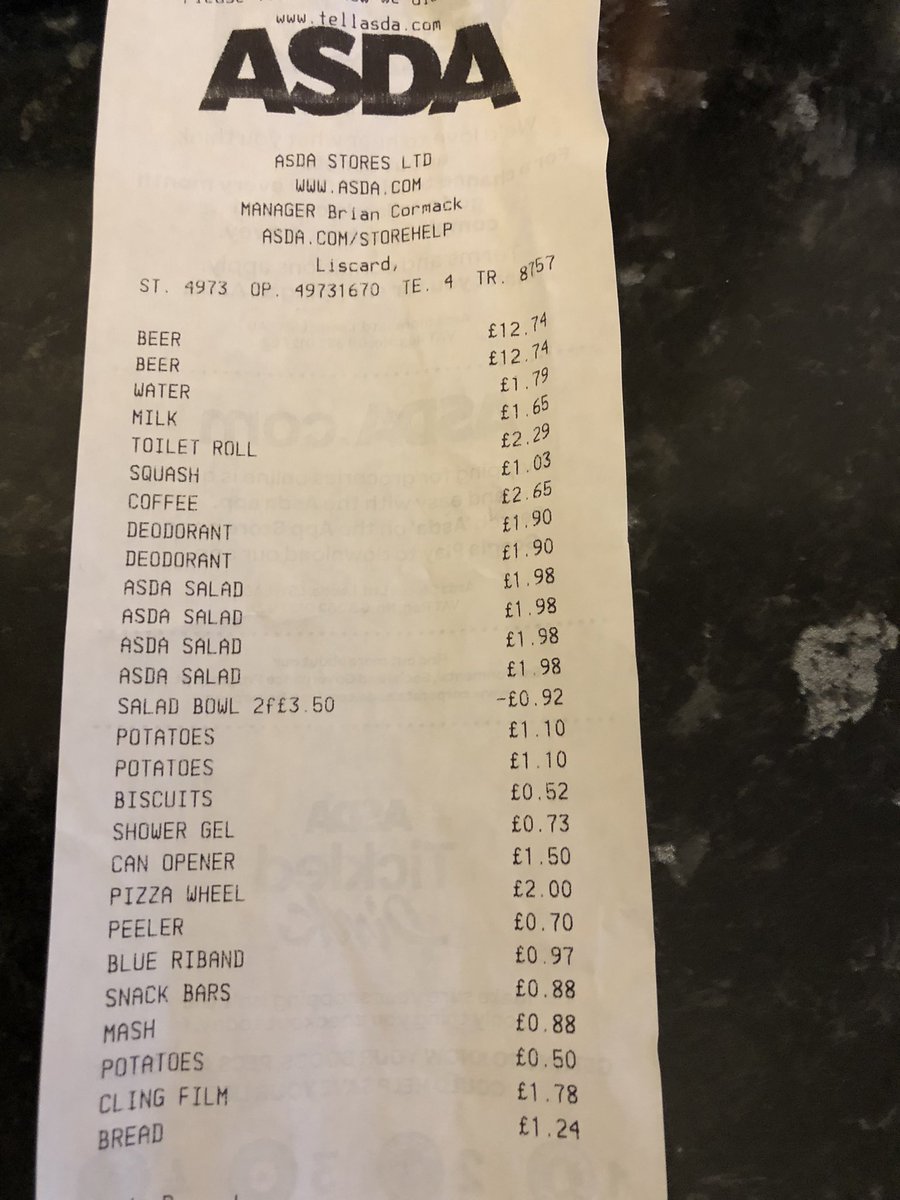 Yozza8864201's tweet photo. @AsdaServiceTeam every week over charged 
deodorant £1.74 over charged
pizza cutter on offer 50p overcharged
can opener said £1 overcharged 

every week only a couple of pence each item but it all adds up 
shopping in Aldi in future 
sick of Asda  😡 https://t.co/IQyG6aSTY7