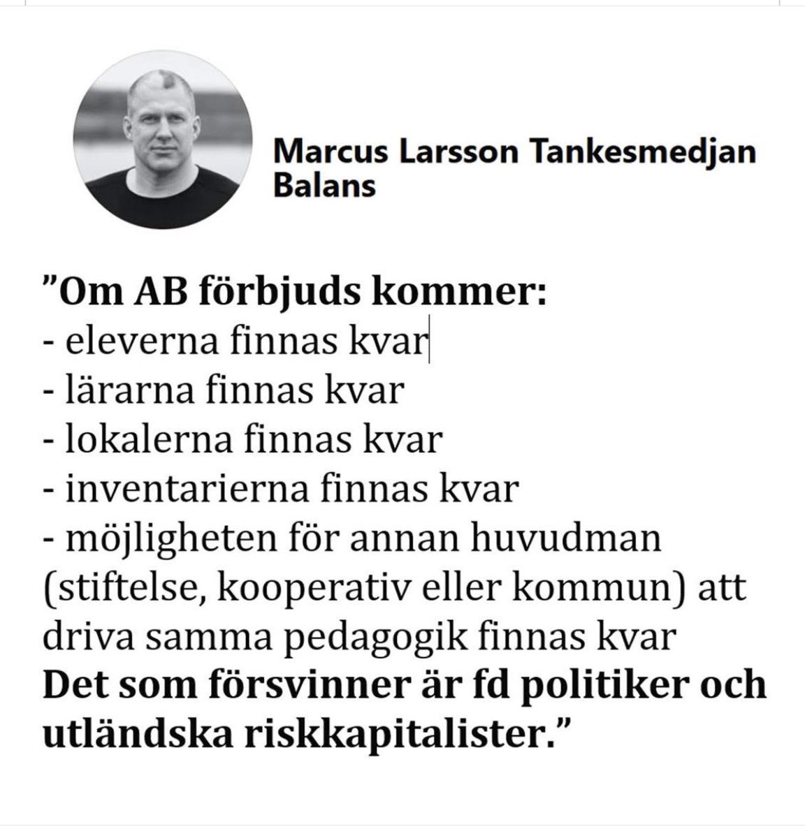 Hela 9 av 10 lärare och 7 av 10 medborgare i Sverige vill INTE ha vinstdriven aktiebolagsskola❗️