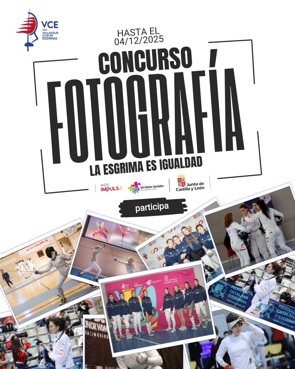 📢 ¡Anímate a participar!

📸 Si te apasiona la fotografía y quieres contribuir a la igualdad en el deporte, ¡este es tu concurso!

Más información | valladolidclubesgrima.com/2025/10/29/par…

#esgrima #deporte #touchéporlaigualdad #fotografía #concurso