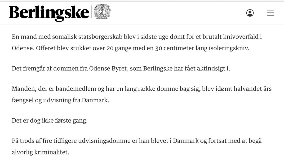 rikkestenpigen's tweet photo. Kære Folketing,
Jeg vil gerne bede om, at en udenlandsk bestialsk voldsgangster med 5 (FEM!!) udvisningsdomme bliver LÅST INDE indtil han forlader Danmark. 

Nej. Jeg vil fandme FORLANGE det! 

Det er jo rablende grotesk at man kan være udvist 4 gange for grov vold - og stadig være fri til at dolke et menneske med en 30 cm lang isoleringskniv.

En 30 cm lang isoleringskniv! 

Og nu har han så fået den 5. udvisning og kommer ud blandt os andre igen-igen om kort tid🤬

Det skal stoppe nu! Vi er til grin imens det bliver farligere for os at bevæge os rundt i vores byer.