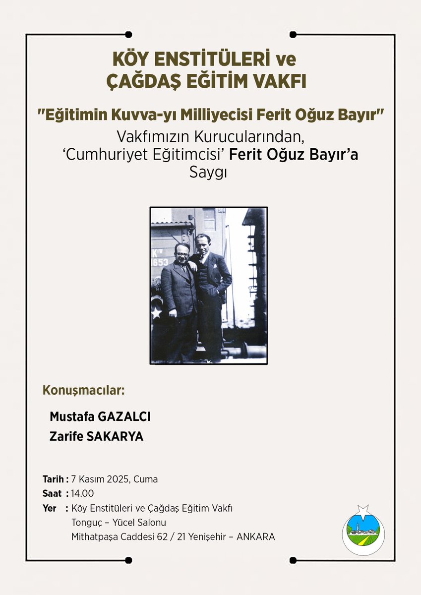 #FeritOğuzBayır 
Tonguç'un Şube müdürü, sağ koluydu... Kuvayı Milliye içinden çıkıp gelmişti bir eğitim devrimcisiydi...
#eğitim 
#Tonguç 
#Hasanaliyücel 
#koyenstituleri