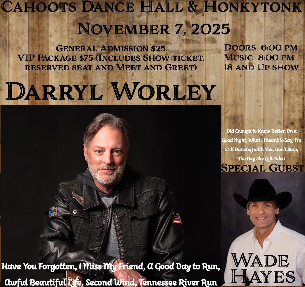 darrylworley's tweet photo. Where can you find me this weekend???? 
Friday 11/7 @cahoots_dancehall_honkytonk in Lebanon, TN with @wadehayesofficial 

Saturday 11/8 @rex.theater in Galax, VA

Sunday 11/9 Fluor Field South Carolina Upstate Veterans Salute Greenville, SC

We hope to see you on the road this weekend!! #roadlife #honkytonk #veterans #countrymusic