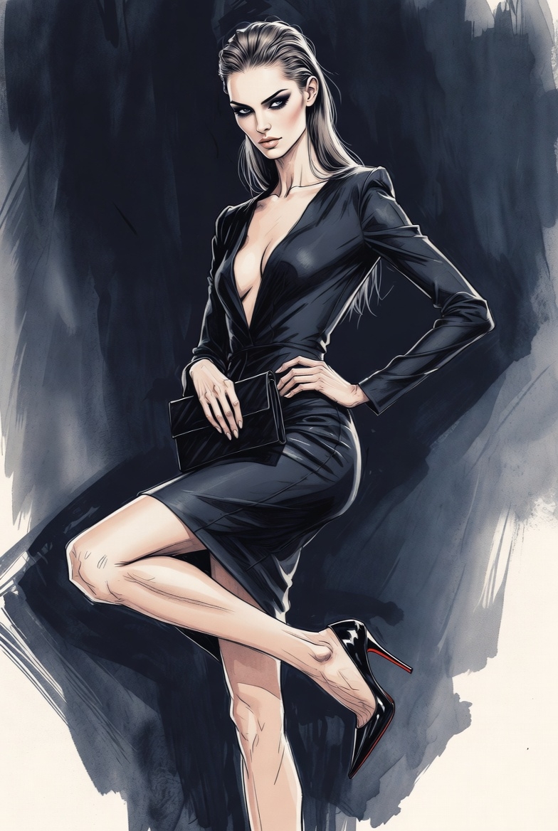 Cosila000's tweet photo. Grok Imagine prompt:

A confident supermodel in high-fashion attire, posed elegantly against a dark, moody background in digital illustration style. https://t.co/U0ixNqsrFD