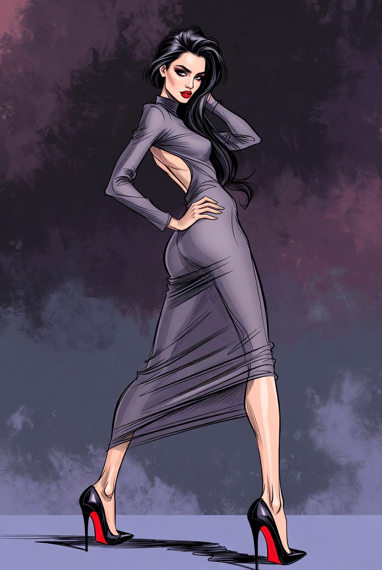 Cosila000's tweet photo. Grok Imagine prompt:

A confident supermodel in elegant attire, posed stylishly against a dark gradient background. https://t.co/YlmmWBbdh8