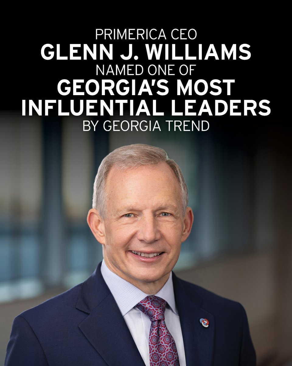 Primerica's tweet photo. Congratulations to Primerica CEO Glenn Williams on his recognition by Georgia Trend as one of Georgia’s most influential leaders. He has driven remarkable growth since he became CEO in 2015, including the growth of the company’s licensed sales force to over 151,000 representatives. We’re proud of the success Primerica has seen under his incredible leadership. #PrimericaProud 

https://t.co/3Ac9BrHoME