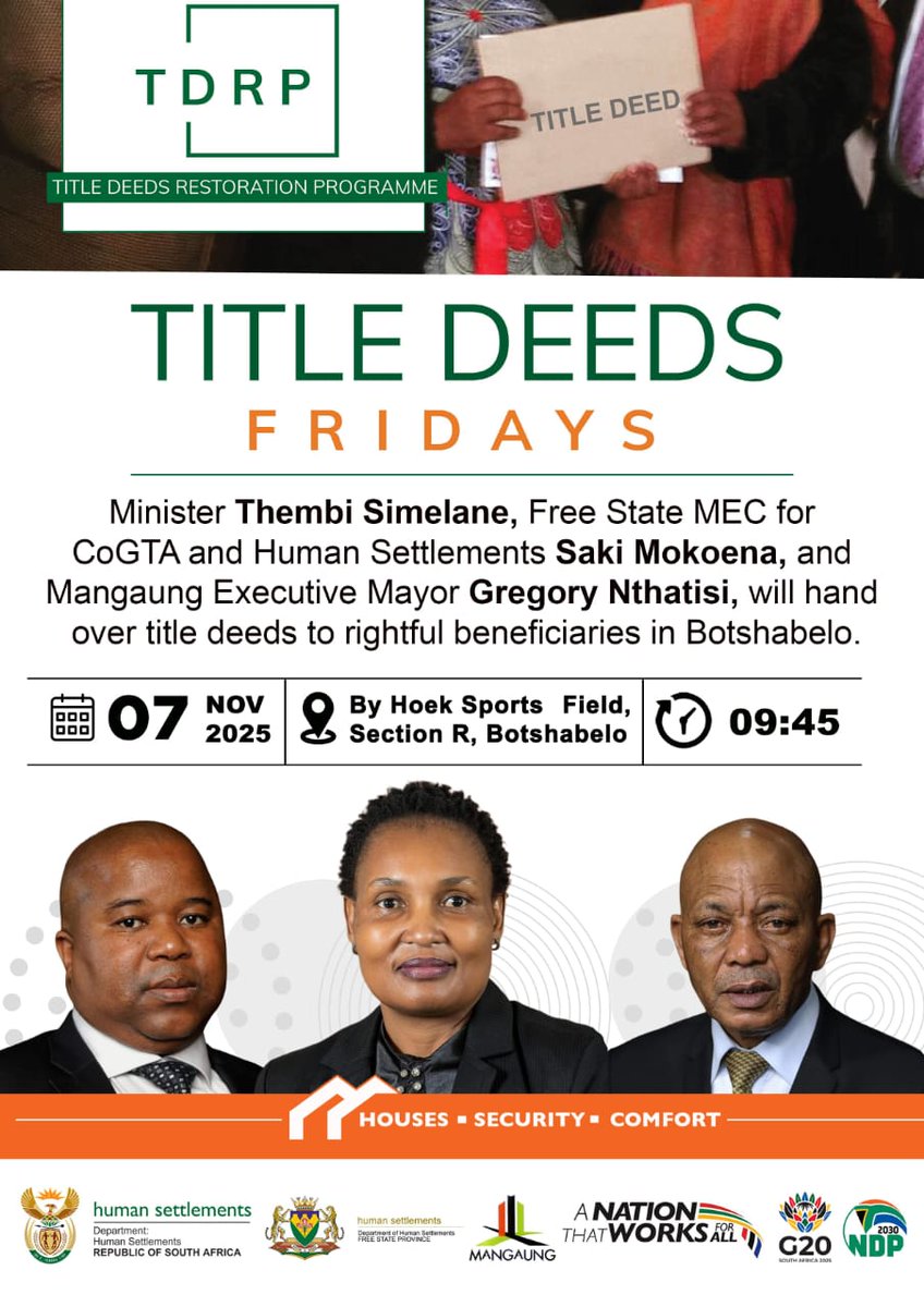 #TitleDeedsFridays #HousingTheNation #ServiceDeliveryZA