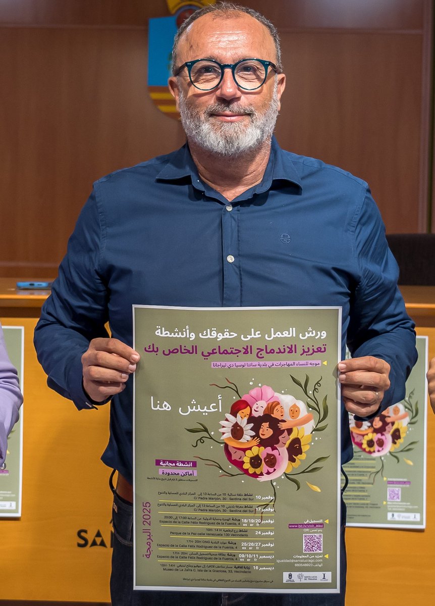 🔴 Francisco García, alcalde de Santa Lucía de Tirajana (Gran Canaria), posando con un cartel en árabe para promover el multiculturalismo en el municipio y la pérdida de la identidad del pueblo.

☪️ La izquierda nacionalista canaria...